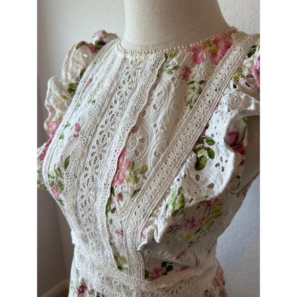 Ever New White Floral Print Broderie Anglaise Fit & Flare Dress Easter size 4 - Picture 6 of 11